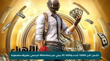 اشحن الآن 12000 شدة و4200 UC ببجي عبر Midasbuy الرسمي بطريقة مضمونة